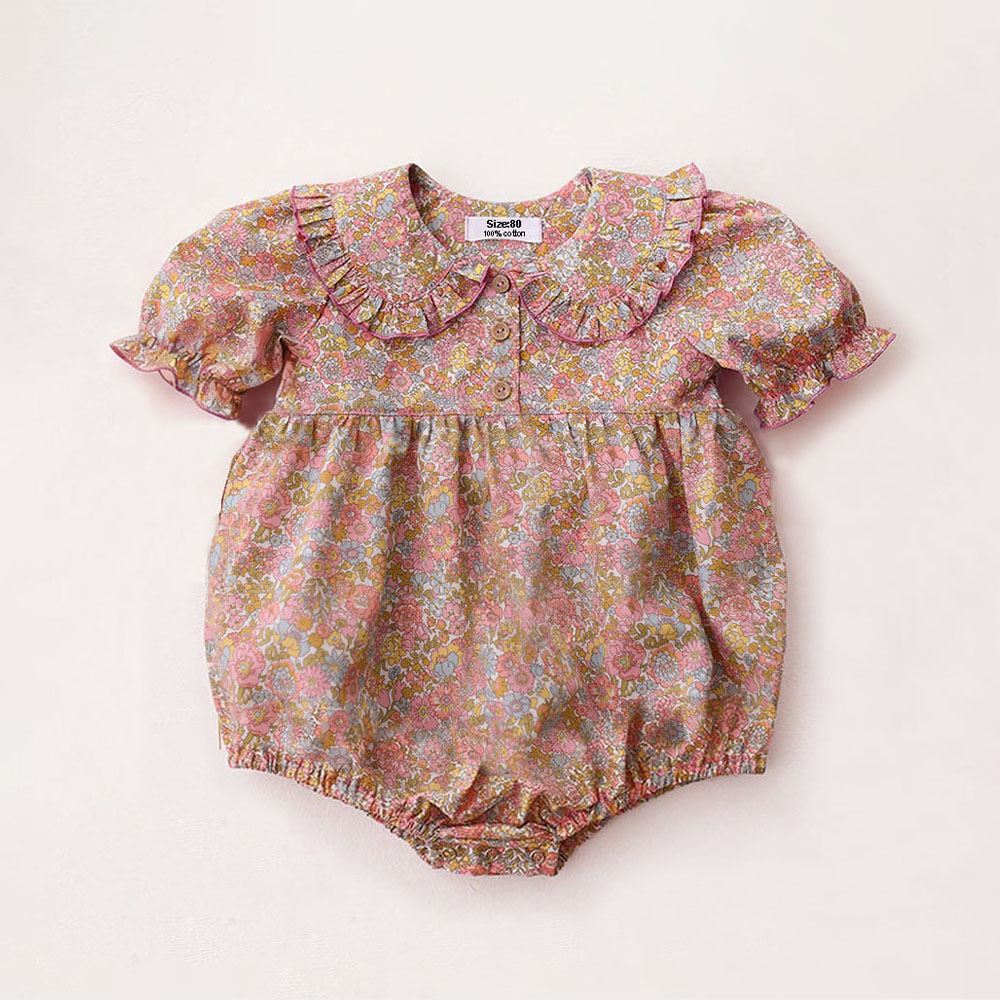 Baby Clothing Online - 夏の新生児用ワンピース服 可愛い花柄女の子ロンパース 綿ベビー服