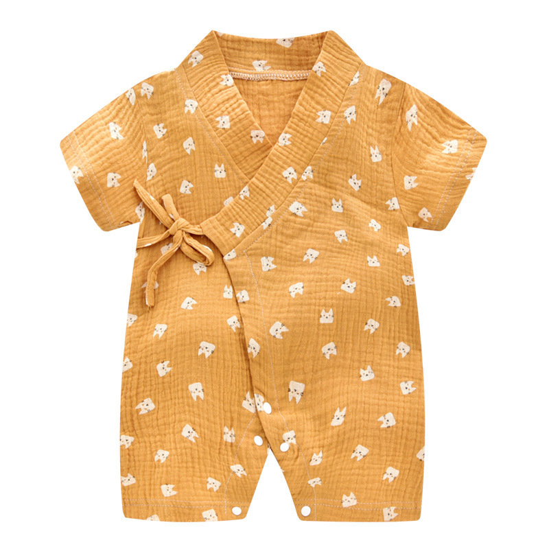 Baby Clothing Online - ベビー夏ジャンプスーツ新生児モスリンコットンソフト半袖ロンパース幼児女の子男の子服 0-2 年