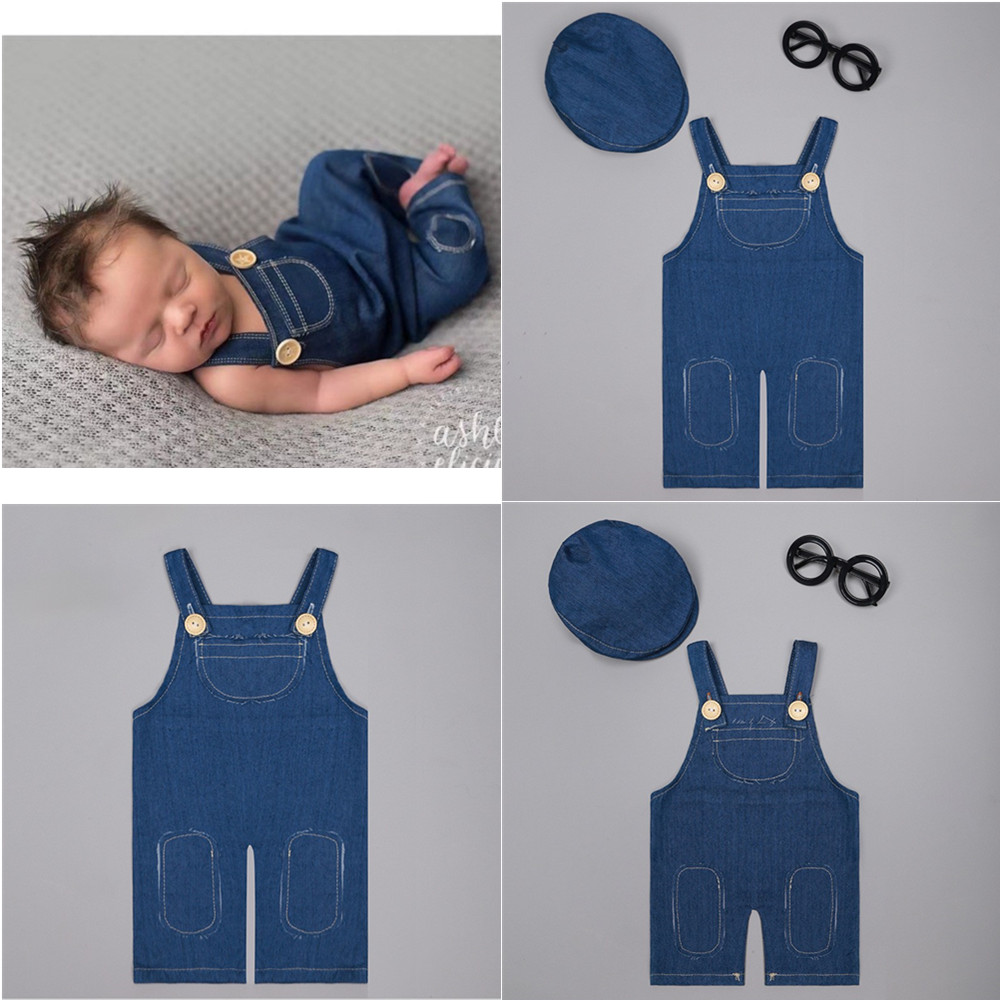 Baby Clothing Boy - ❤️ 新生児写真撮影服デニムオーバーオールスタジオベビーボーイ写真小道具アクセサリー服衣装フォトグラフィア