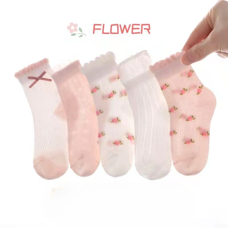 Baby Clothing Patterns - 女の子の靴下かわいい花柄子供靴下 5 ペア/ロット春夏綿子供用ベビー少女服アクセサリー