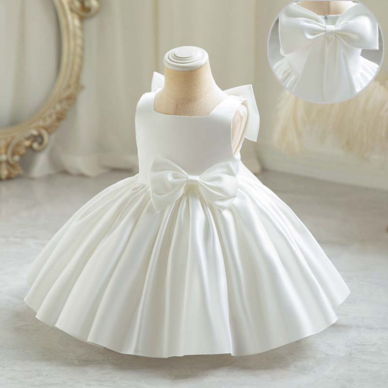 Baby Clothing Girls - 小さな女の子のための大きな弓のパーティードレス,プリンセスの誕生日の服,花柄,エレガントなフォーマルなイブニングウェア,甘い