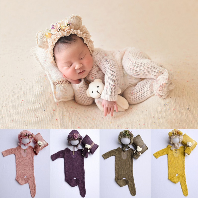 Baby Clothing Boy - 新生児の写真撮影の小道具新生児少年少女ロンパース帽子ベビーロンパースボディスーツ衣装写真撮影の小道具服