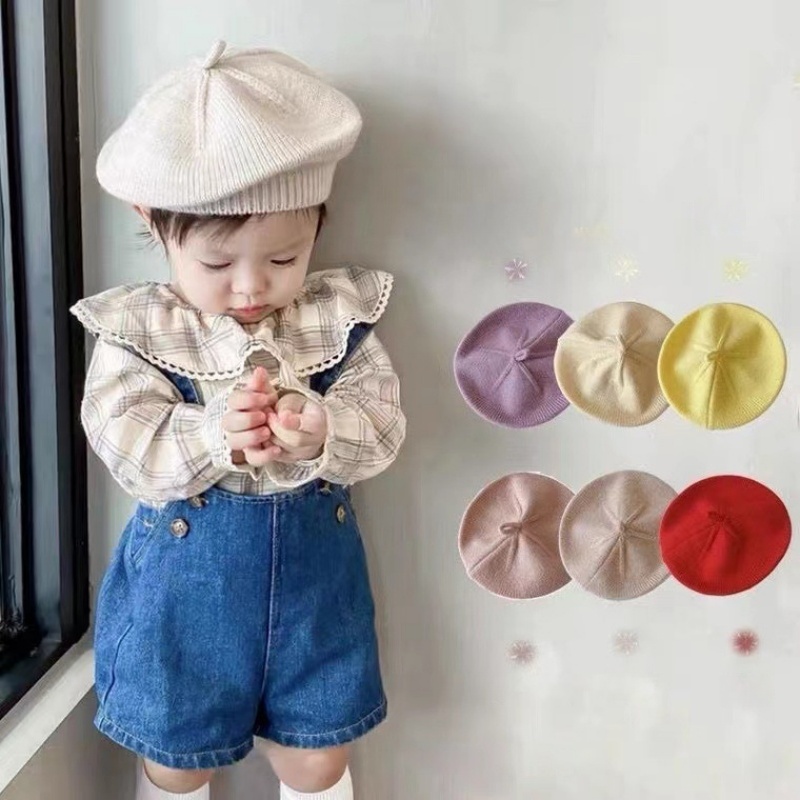 Baby Hat Beanie - 新入荷 ニットベビーベレー帽 幼児ファッション フレンチスタイル ビーニーハット ソフトで暖かい
