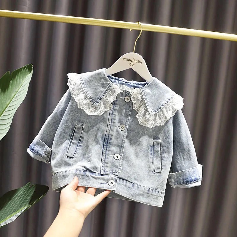 Baby Clothing Designer - 女の子のための素敵なレースのデニムジャケット,プリンセスウェア,新しいファッション,1〜10歳
