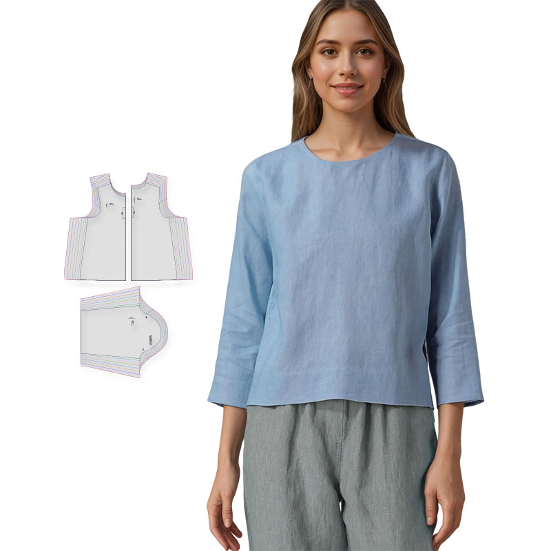 Baby Clothing Patterns - 女性用リネンブラウスの縫製パターン（8サイズ：XS-4XL）、女性用衣類の初心者向け縫製キット
