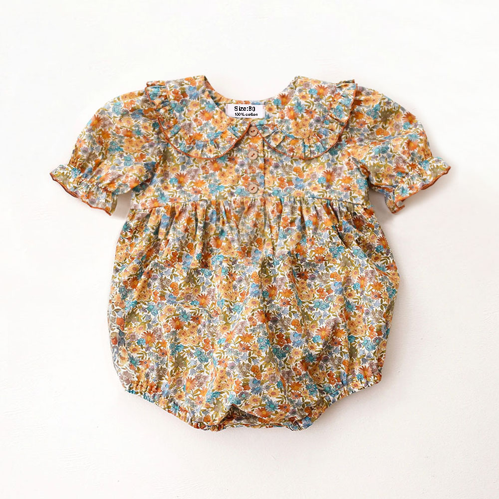 夏の新生児用ワンピース服 可愛い花柄女の子ロンパース 綿ベビ - Baby Clothing Online のレビューと価格