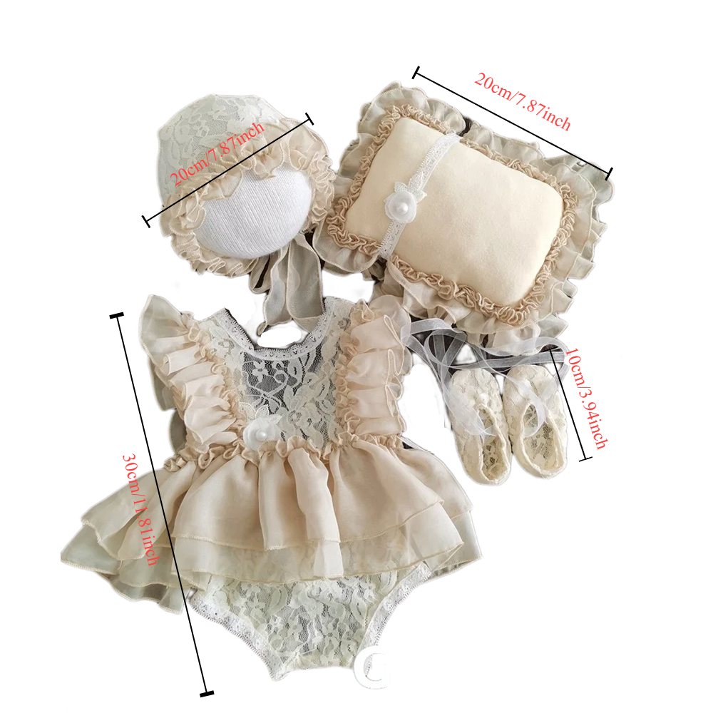 新生児の写真の小道具女の赤ちゃん帽子靴レースロンパースボディ - Baby Clothing Boy のレビューと価格