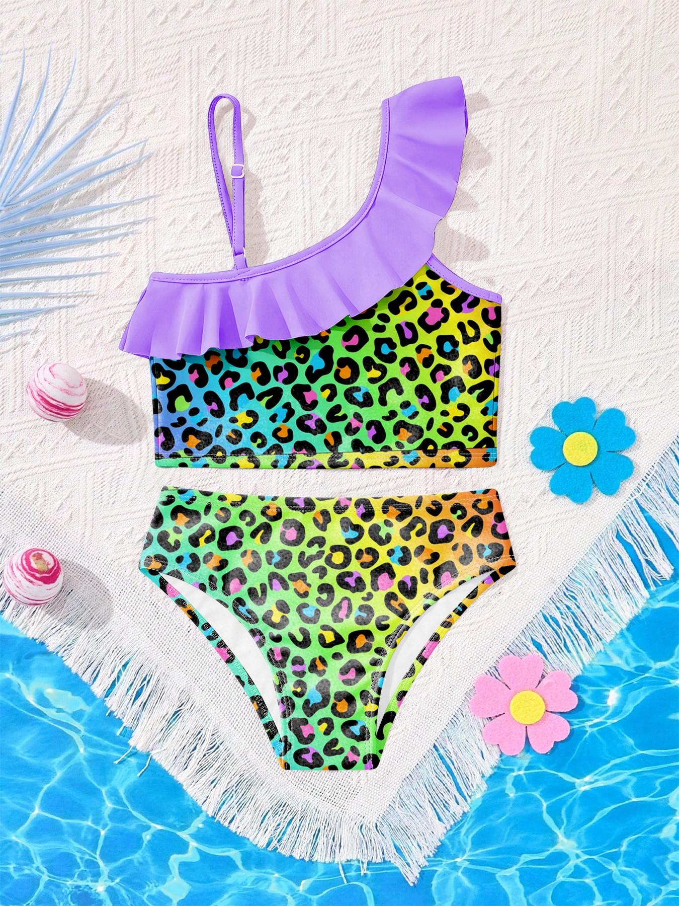 女の子用夏カジュアル水着子供用グリーンポルカドットヒョウ柄水 - Baby Clothing Designer のレビューと価格