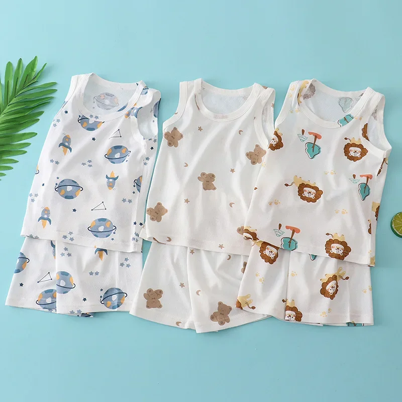 子供竹綿ベストスーツ夏薄いノースリーブ服かわいい漫画プリント - Baby Clothing Patterns のレビューと価格