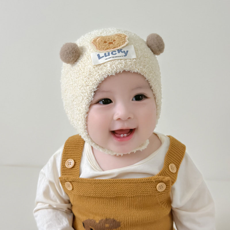 かわいいクマの赤ちゃん耳保護キャップ冬暖かいぬいぐるみ厚みの - Baby Hat Beanie のレビューと価格