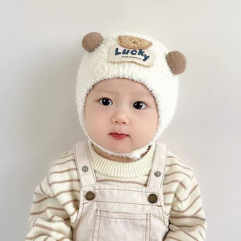 かわいいクマの赤ちゃん耳保護キャップ冬暖かいぬいぐるみ厚みの - Baby Hat Beanie のレビューと価格