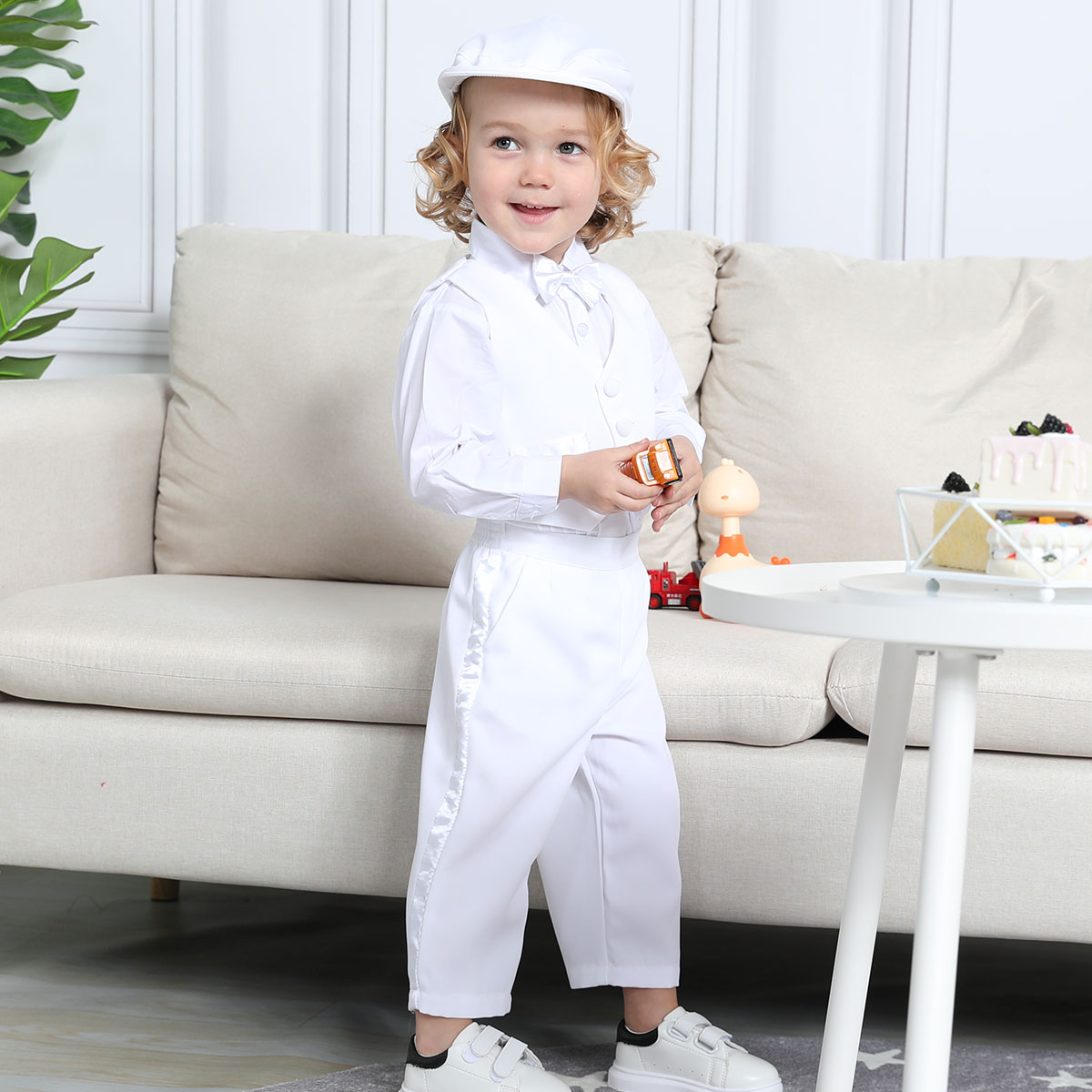男の子の長袖のtuxedo衣装、帽子、幼児の結婚式のスーツ、 - Baby Clothing Designer のレビューと価格