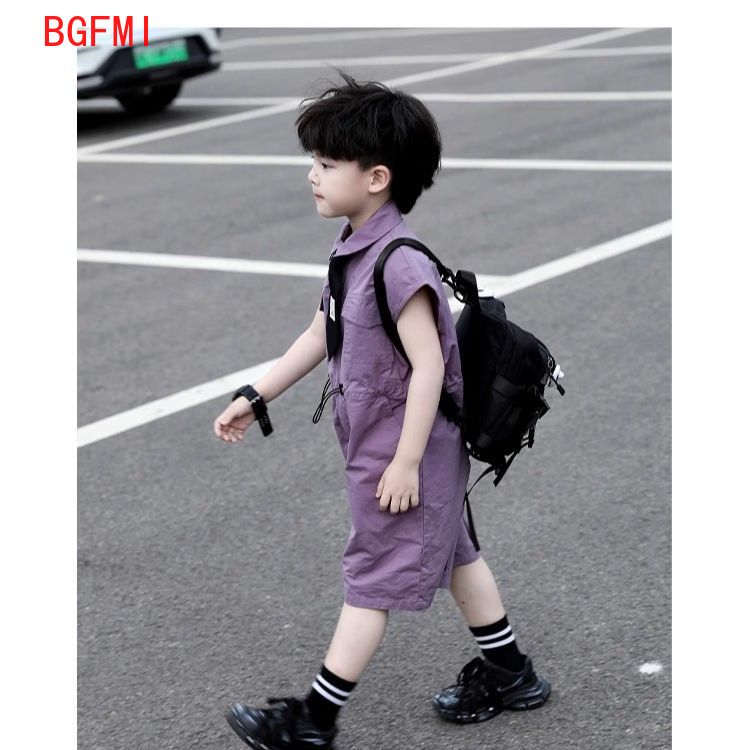 キッズサマーショーツオーバーオールカプリボーイズパープルパン - Baby Clothing Boy のレビューと価格