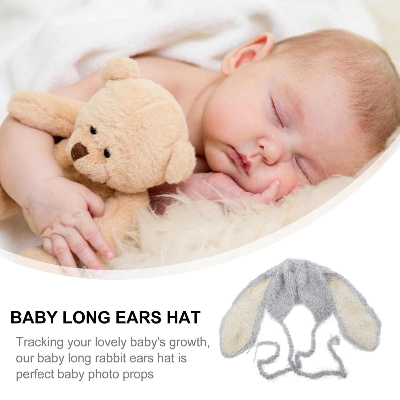 新生児用暖かいウサギ耳ビーニー帽、赤ちゃん用長耳冬帽子、幼児 - Baby Hat Beanie のレビューと価格