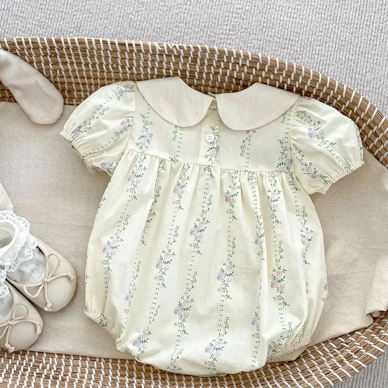 女の赤ちゃんのための綿の刺繍入りジャンプスーツ,新生児ロンパ - Baby Clothing Online のレビューと価格