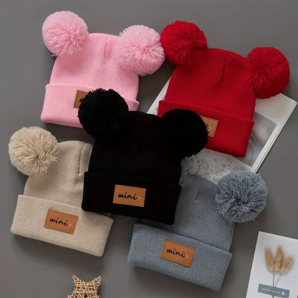 ダブルボール 0-3 歳の幼児ニットビーニー防風通気性ベビー - Baby Hat Beanie のレビューと価格