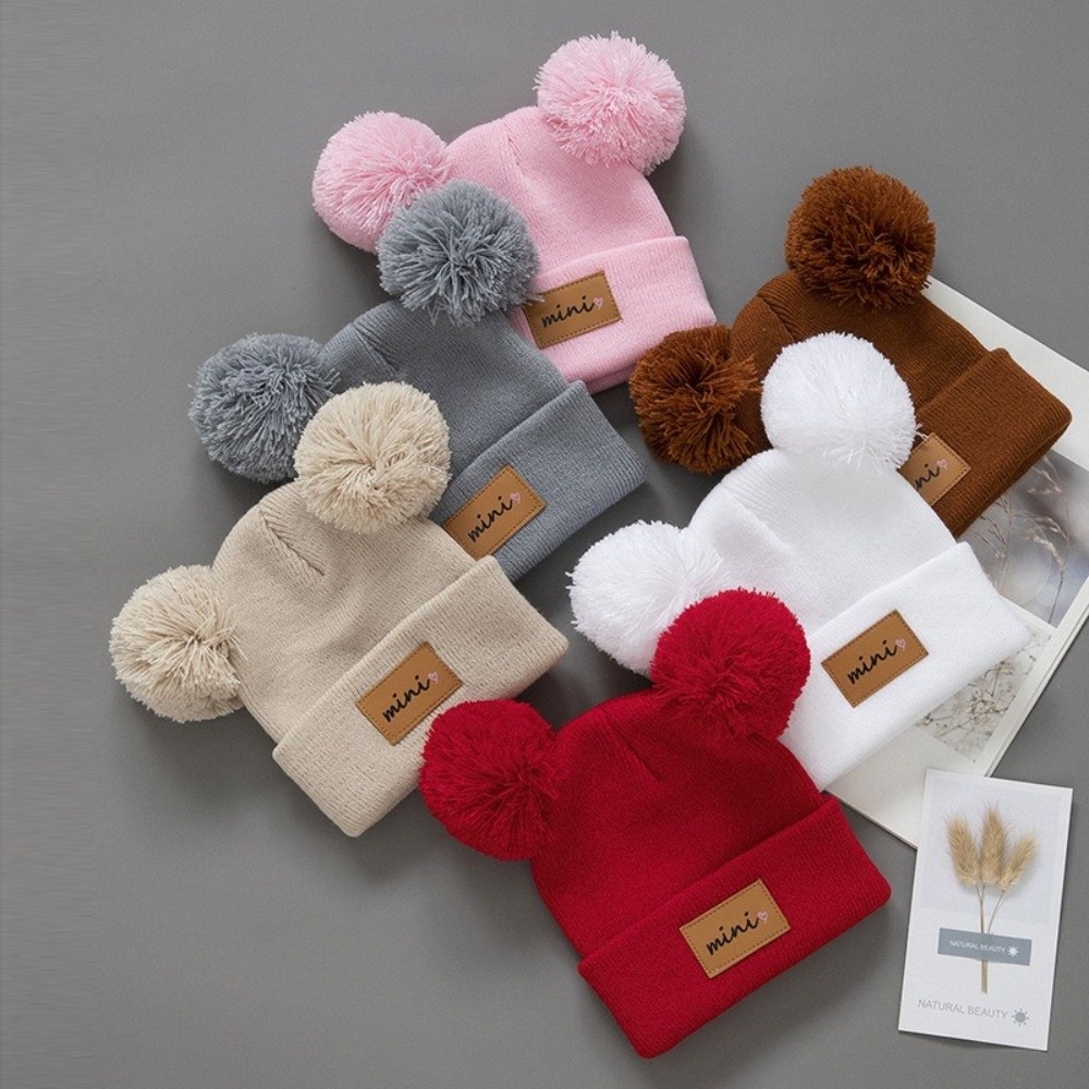 ダブルボール 0-3 歳の幼児ニットビーニー防風通気性ベビー - Baby Hat Beanie のレビューと価格