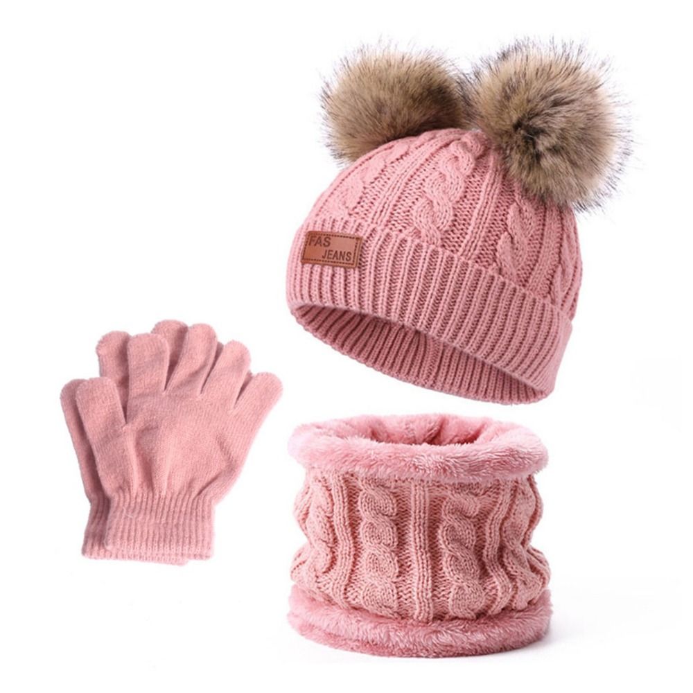 ソリッドカラーのベビー帽子スカーフ手袋セット暖かい厚みのある - Baby Hat Beanie のレビューと価格