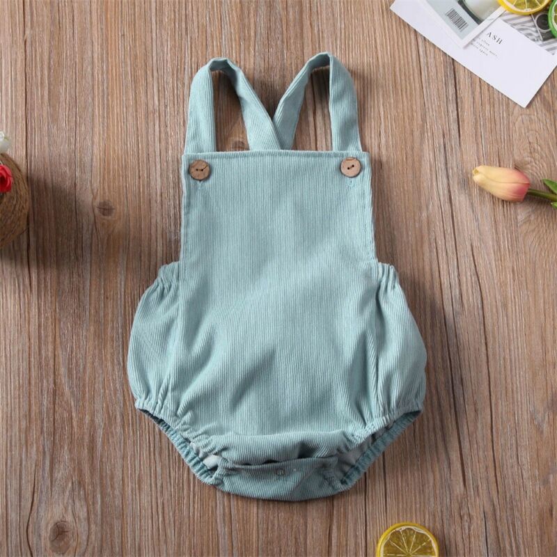 赤ちゃんのためのかわいいコーデュロイスクエアネックロッパー、 - Baby Clothing Online のレビューと価格