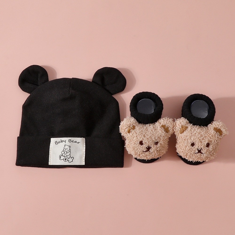 2個セット かわいいコットン製ベビーハットとソックスセット  - Baby Hat Beanie のレビューと価格