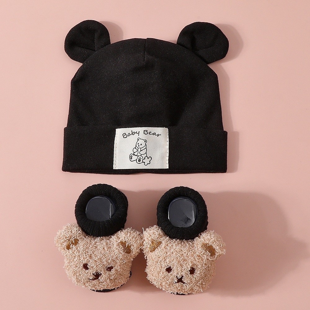 2個セット かわいいコットン製ベビーハットとソックスセット  - Baby Hat Beanie のレビューと価格