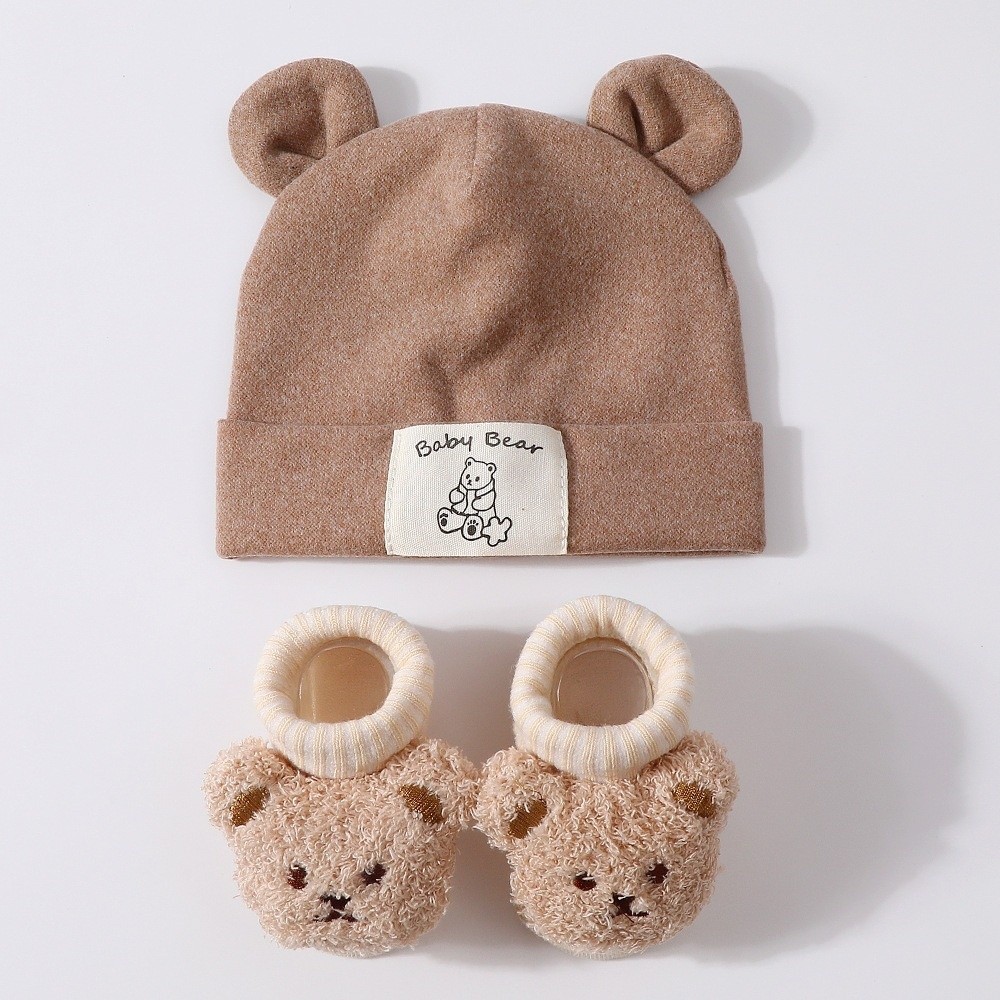 2個セット かわいいコットン製ベビーハットとソックスセット  - Baby Hat Beanie のレビューと価格