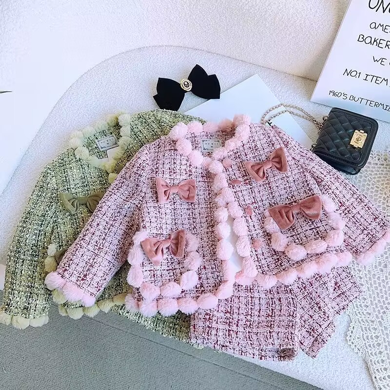 女の子のツイードコートとショーツセット、子供の柔らかい暖かい - Baby Clothing Designer のレビューと価格