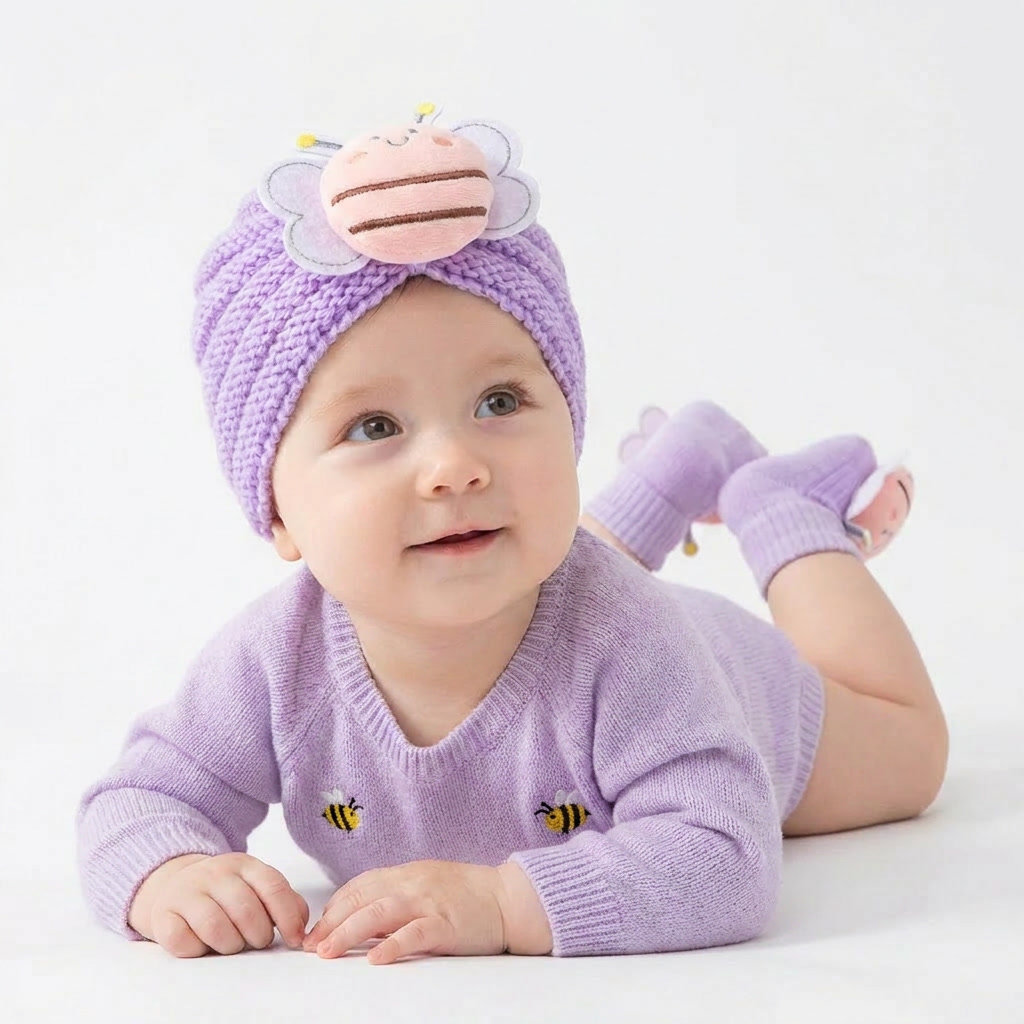2個セット ベビーニットターバン帽子と靴下セット 可愛い3D - Baby Hat Beanie のレビューと価格